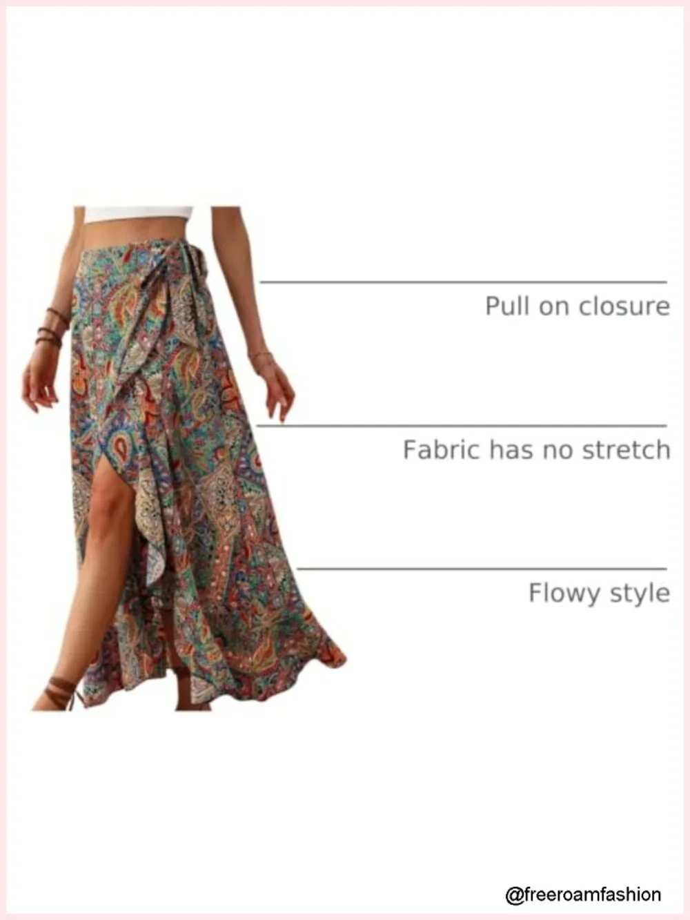 Boho Asymmetrical Maxi Skirt Floral High Waist Split Side Wrap